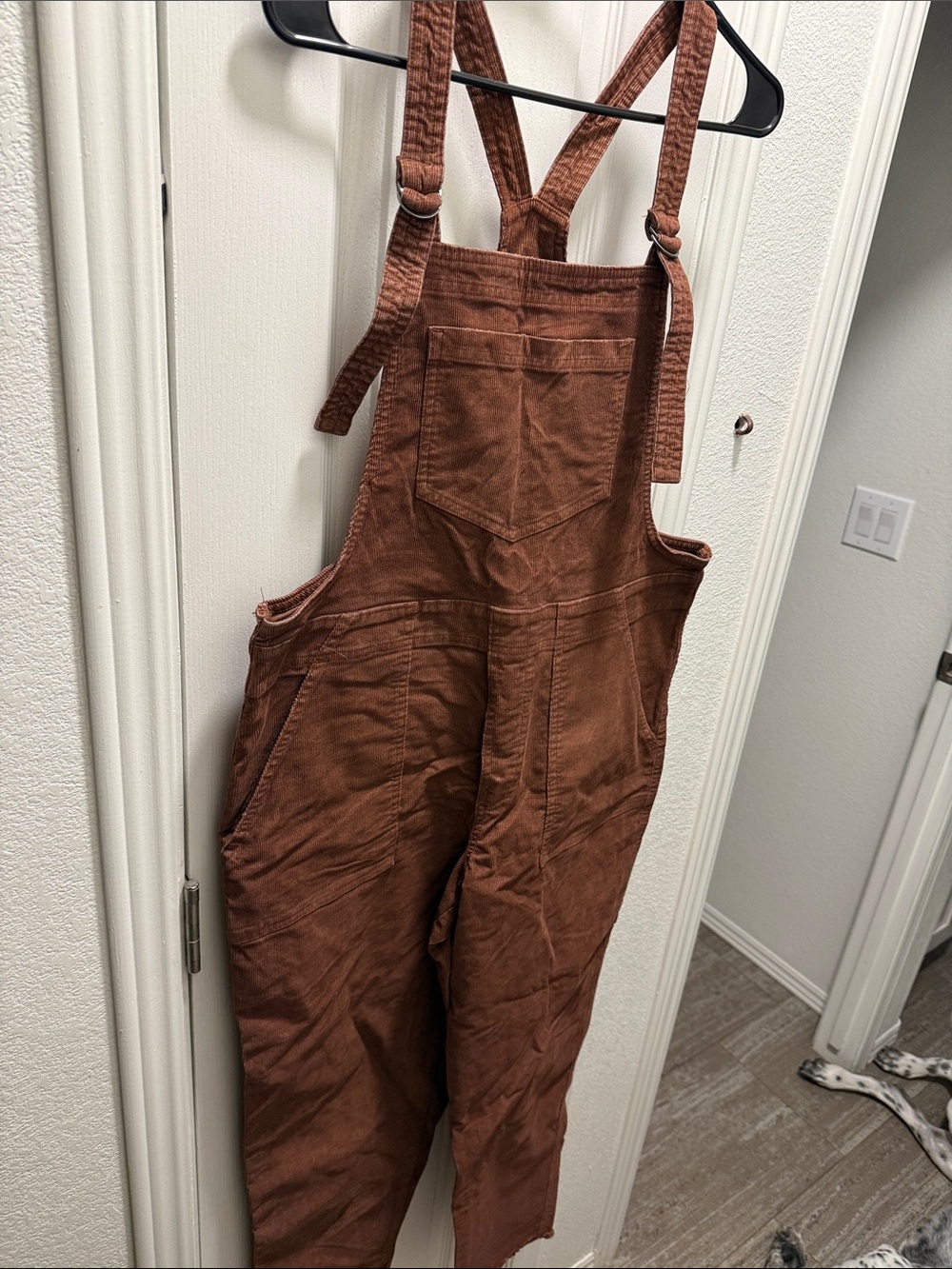 aerie Corduroy Overalls in Rust Brown